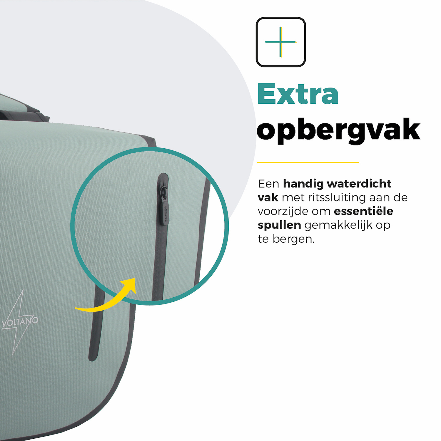 Voltano Dubbele Fietstas Rolltop Luxe E-bike - Zwart / Mintgroen - 48 Liter - 100% Waterdicht