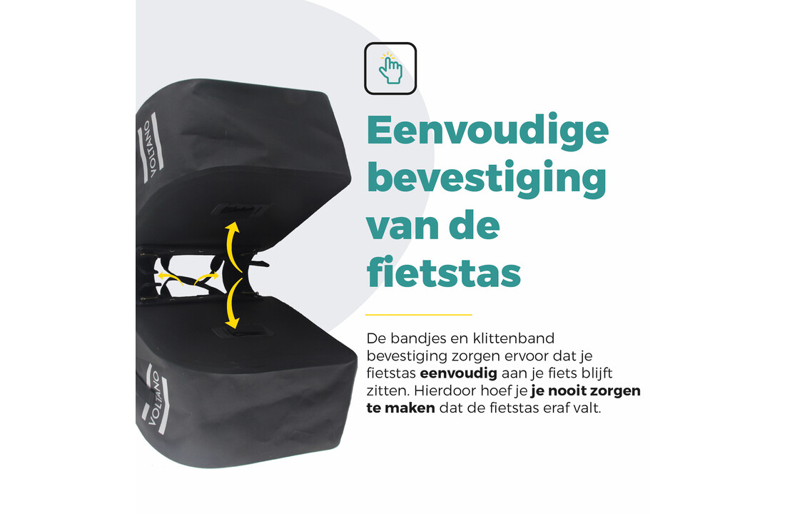 Voltano Dubbele Fietstas Rolltop Luxe E-bike - Zwart / Mintgroen - 48 Liter - 100% Waterdicht