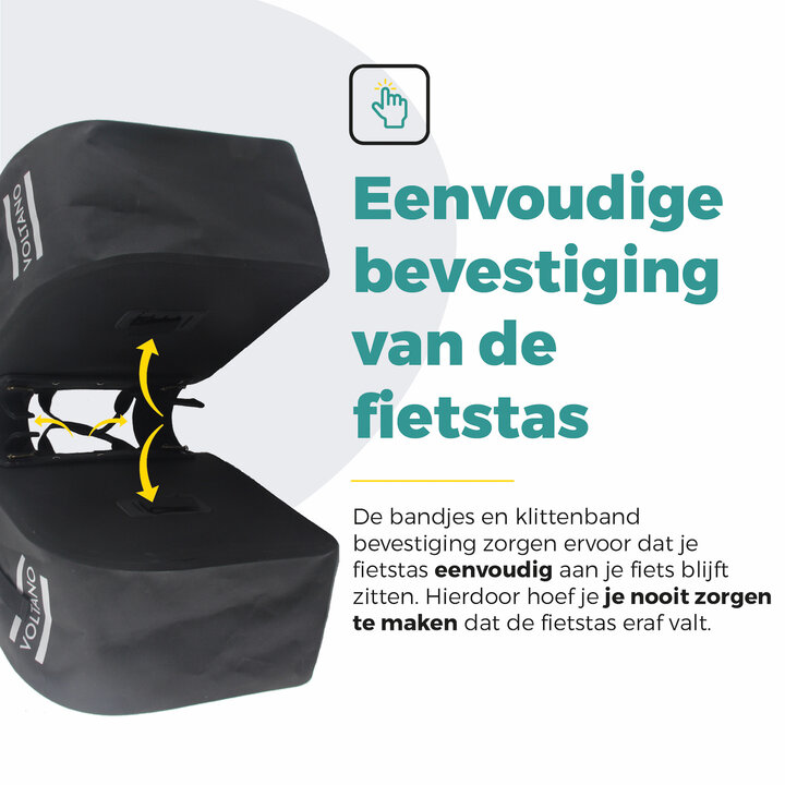 Voltano Dubbele Fietstas Rolltop Luxe E-bike - Zwart / Mintgroen - 48 Liter - 100% Waterdicht