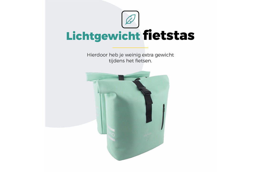 Voltano Dubbele Fietstas Rolltop E-bike Pro - Mint Groen - 48 Liter - 100% Waterdicht