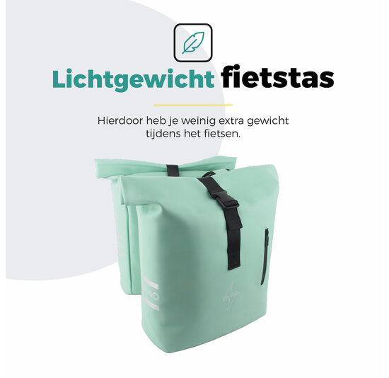 Voltano Dubbele Fietstas Rolltop E-bike Pro - Mint Groen - 48 Liter - 100% Waterdicht