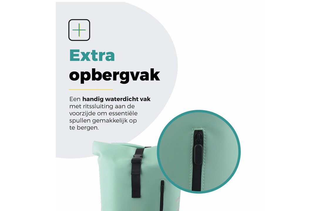 Voltano Dubbele Fietstas Rolltop E-bike Pro - Mint Groen - 48 Liter - 100% Waterdicht