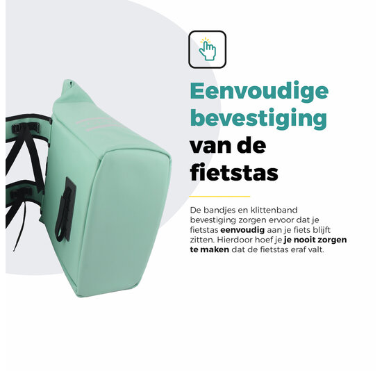 Voltano Dubbele Fietstas Rolltop E-bike Pro - Mint Groen - 48 Liter - 100% Waterdicht