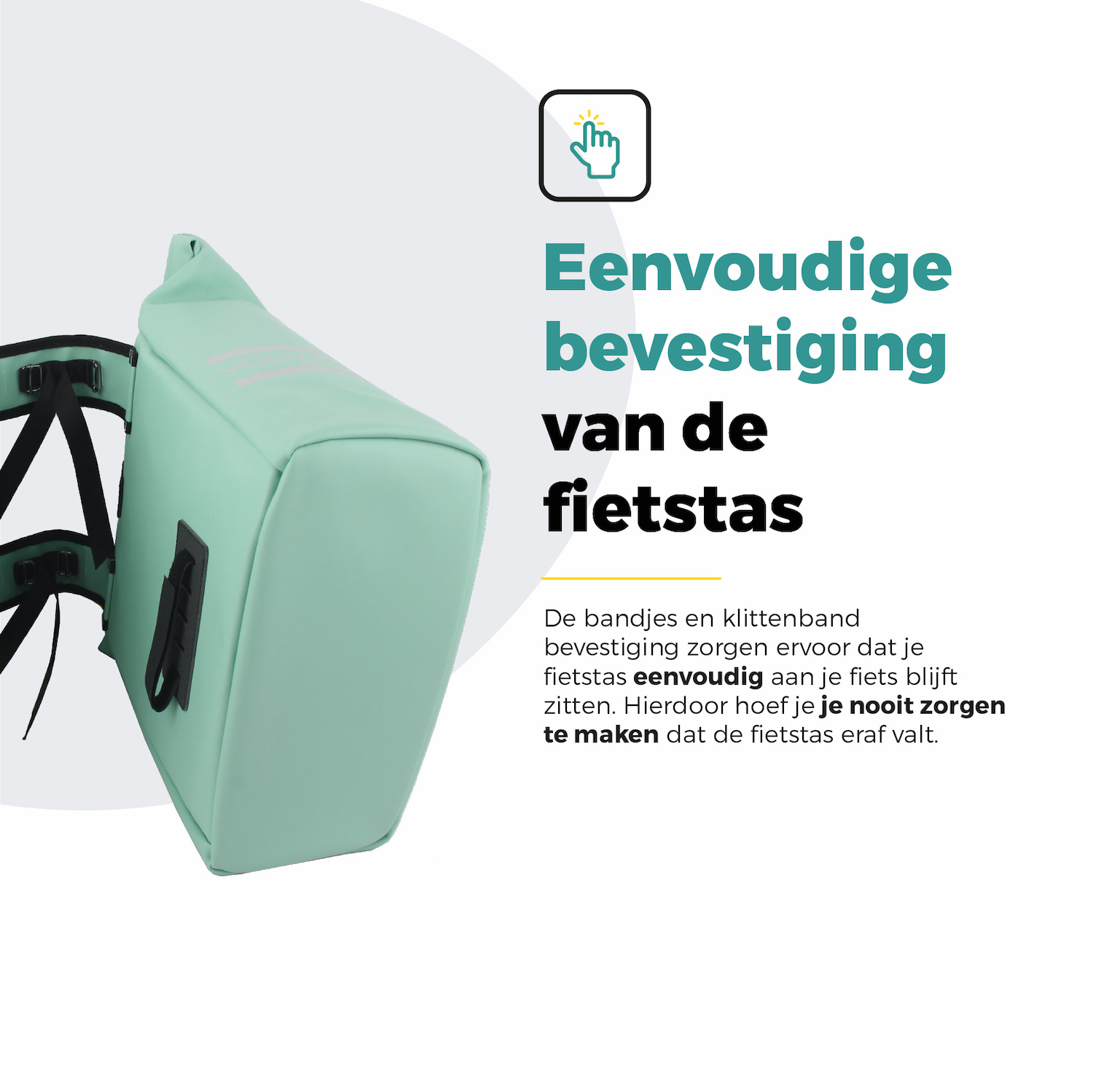 Voltano Dubbele Fietstas Rolltop E-bike Pro - Mint Groen - 48 Liter - 100% Waterdicht