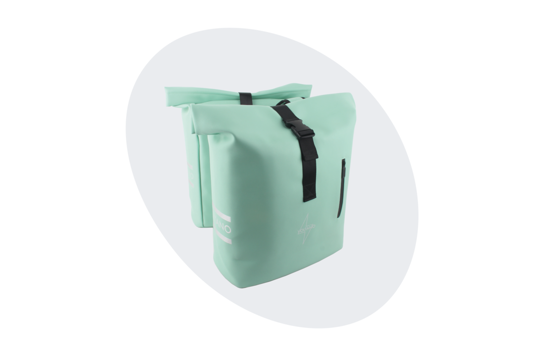 Voltano Dubbele Fietstas Rolltop E-bike Pro - Mint Groen - 48 Liter - 100% Waterdicht