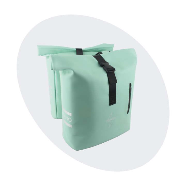 Voltano Dubbele Fietstas Rolltop E-bike Pro - Mint Groen - 48 Liter - 100% Waterdicht