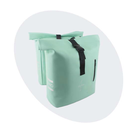 Voltano Dubbele Fietstas Rolltop E-bike Pro - Mint Groen - 48 Liter - 100% Waterdicht