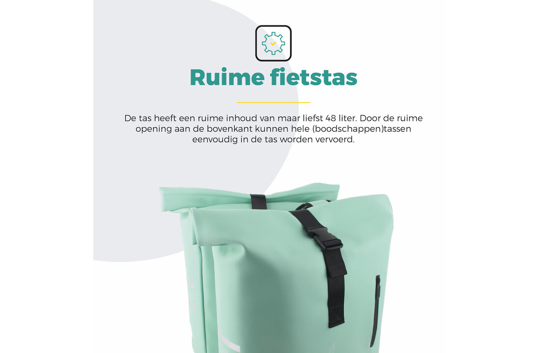 Voltano Dubbele Fietstas Rolltop E-bike Pro - Mint Groen - 48 Liter - 100% Waterdicht