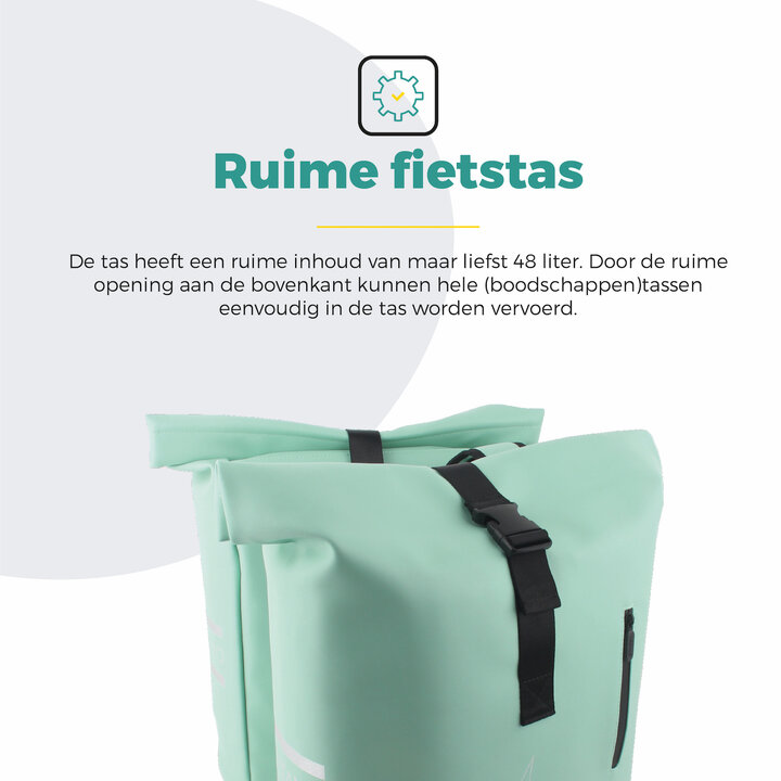Voltano Dubbele Fietstas Rolltop E-bike Pro - Mint Groen - 48 Liter - 100% Waterdicht