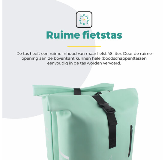 Voltano Dubbele Fietstas Rolltop E-bike Pro - Mint Groen - 48 Liter - 100% Waterdicht