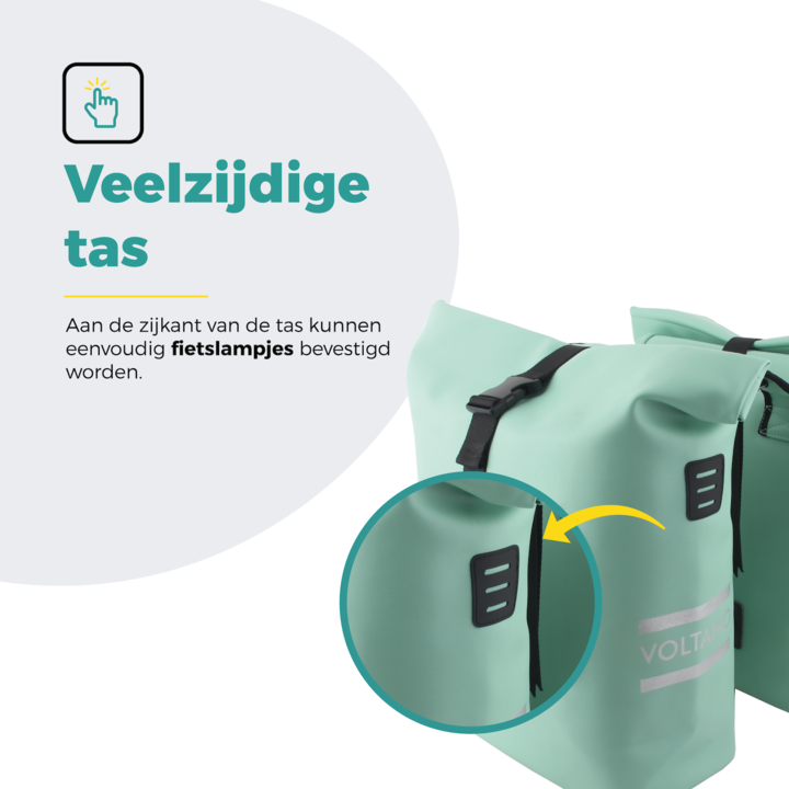 Voltano Dubbele Fietstas Rolltop E-bike Pro - Mint Groen - 48 Liter - 100% Waterdicht