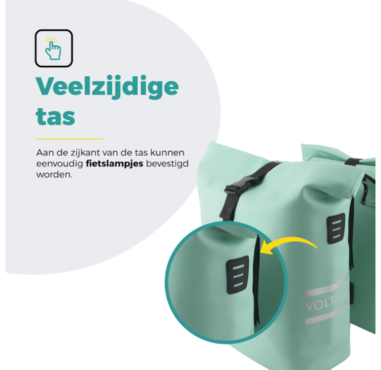 Voltano Dubbele Fietstas Rolltop E-bike Pro - Mint Groen - 48 Liter - 100% Waterdicht