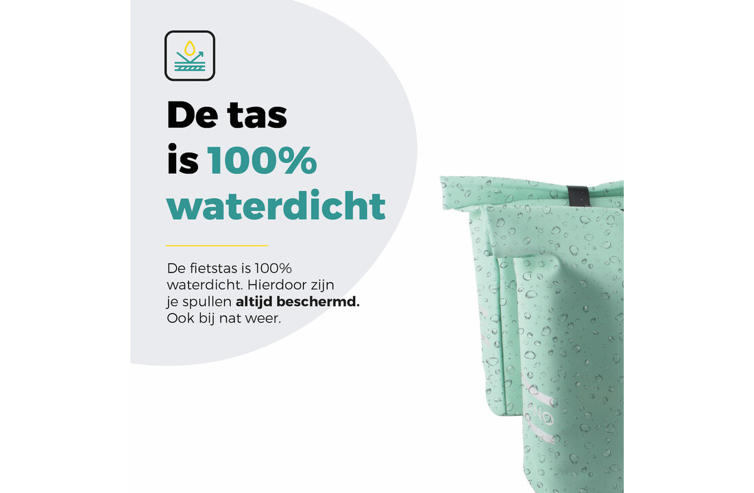 Voltano Dubbele Fietstas Rolltop E-bike Pro - Mint Groen - 48 Liter - 100% Waterdicht
