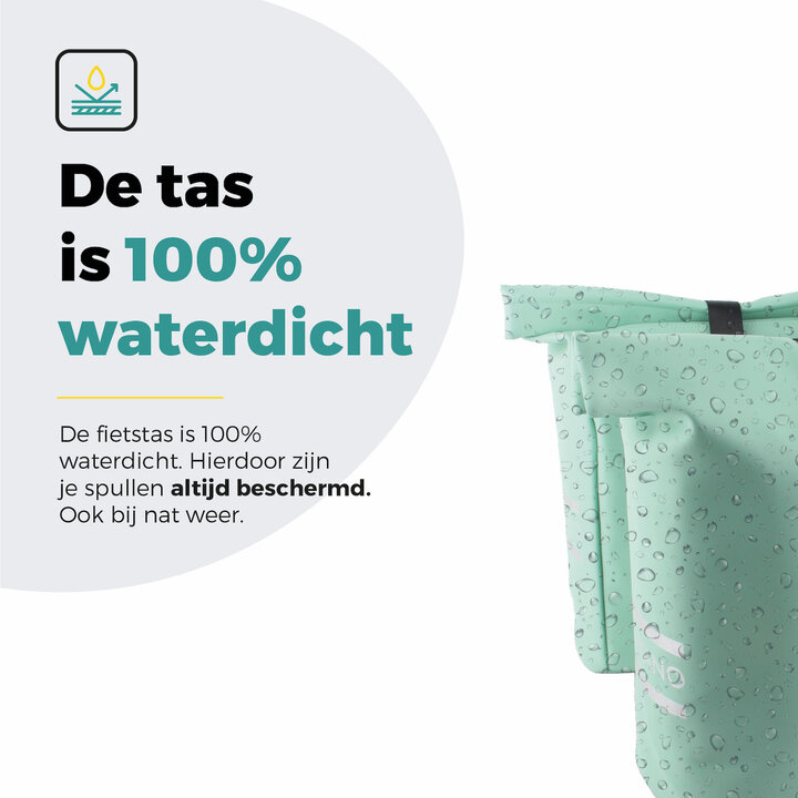 Voltano Dubbele Fietstas Rolltop E-bike Pro - Mint Groen - 48 Liter - 100% Waterdicht