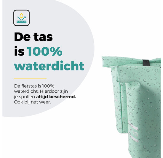 Voltano Dubbele Fietstas Rolltop E-bike Pro - Mint Groen - 48 Liter - 100% Waterdicht