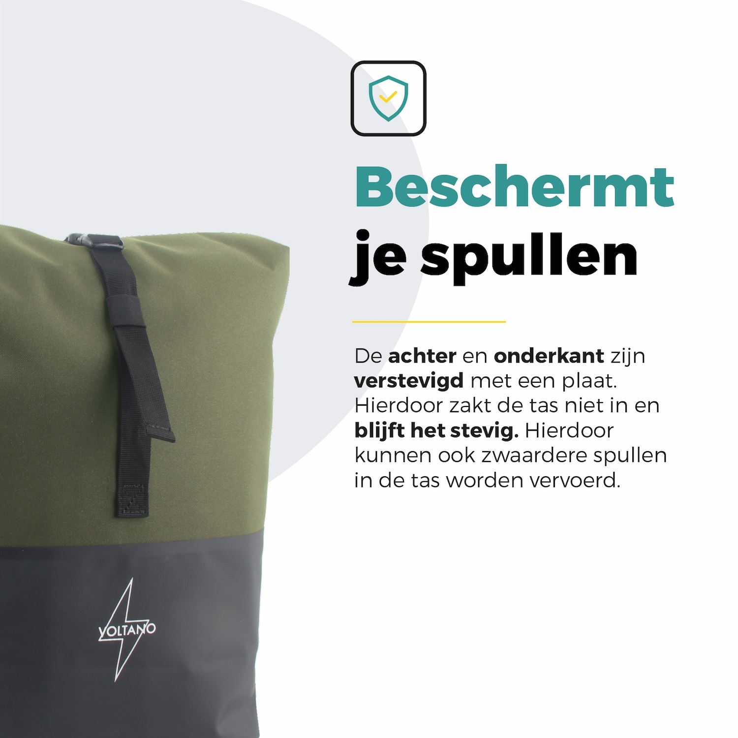 Voltano Dubbele Fietstas Rolltop Reflective Special Edition - Zwart / Olijfgroen - 50 Liter - 100% Waterdicht