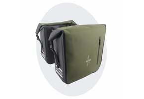 Voltano Dubbele Fietstas Rolltop Luxe E-bike - Zwart / Olijfgroen - 48 Liter - 100% Waterdicht