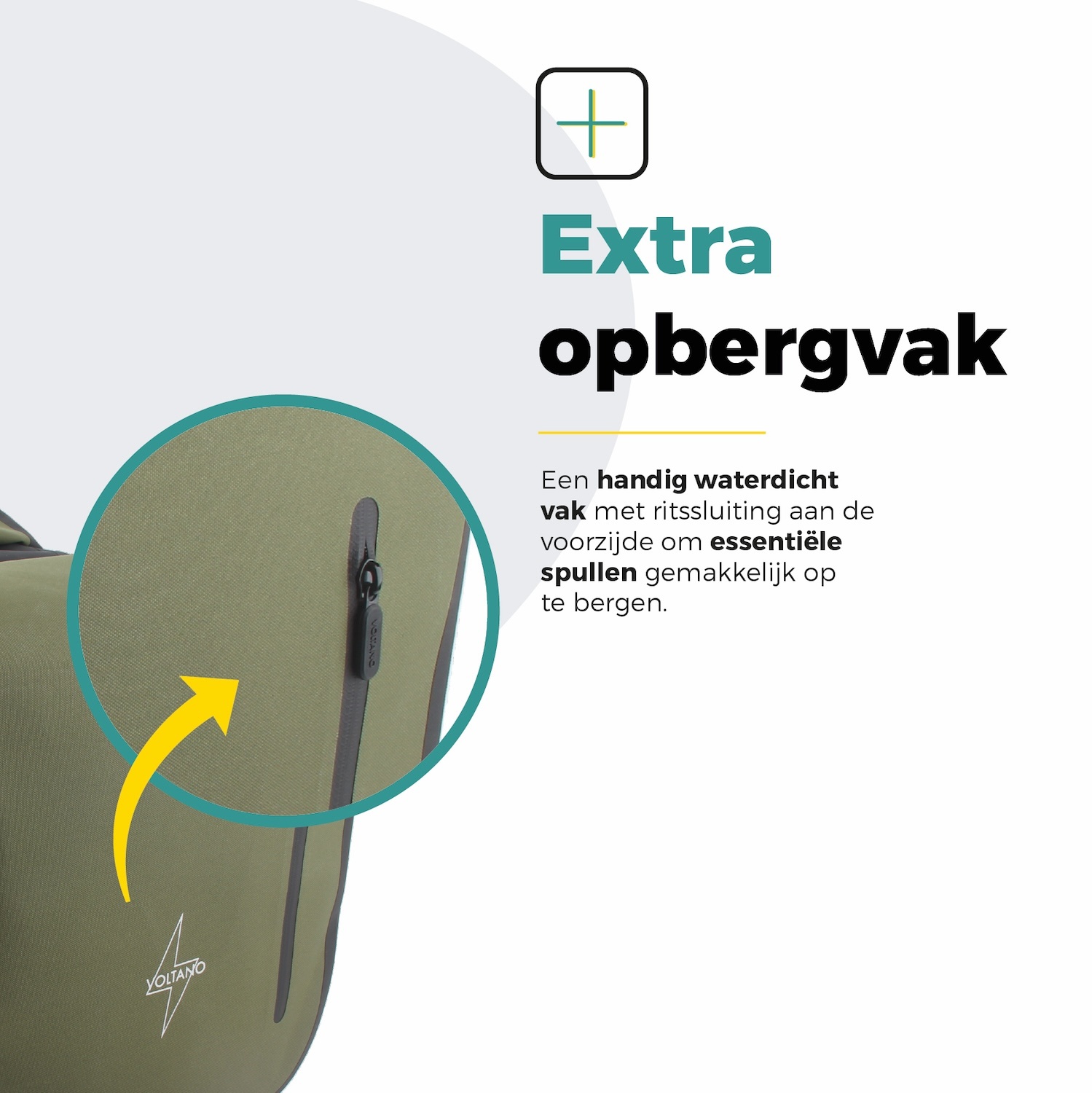 Voltano Dubbele Fietstas Rolltop Luxe E-bike - Zwart / Olijfgroen - 48 Liter - 100% Waterdicht