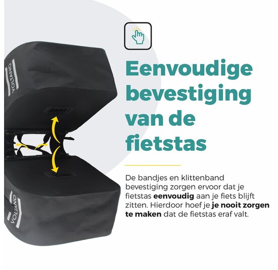 Voltano Dubbele Fietstas Rolltop Luxe E-bike - Zwart / Olijfgroen - 48 Liter - 100% Waterdicht