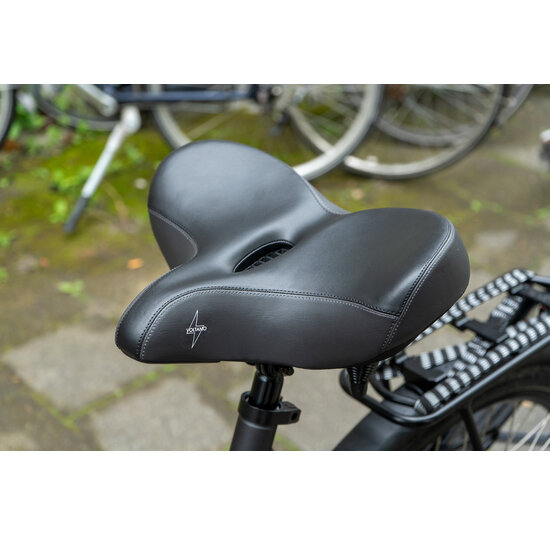 Voltano City XXXL Fietszadel Met Uitsparing - Unisex - Extra Breed Fietszadel - Zwart