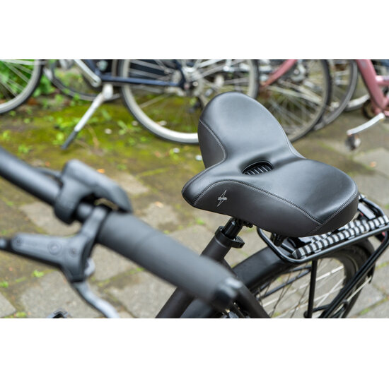 Voltano City XXXL Fietszadel Met Uitsparing - Unisex - Extra Breed Fietszadel - Zwart