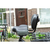 Voltano Fietszadel Met Rugsteun / Rugleuning - Zwart / Grijs - Verstelbaar - Waterdicht - Gratis Zadelstrop
