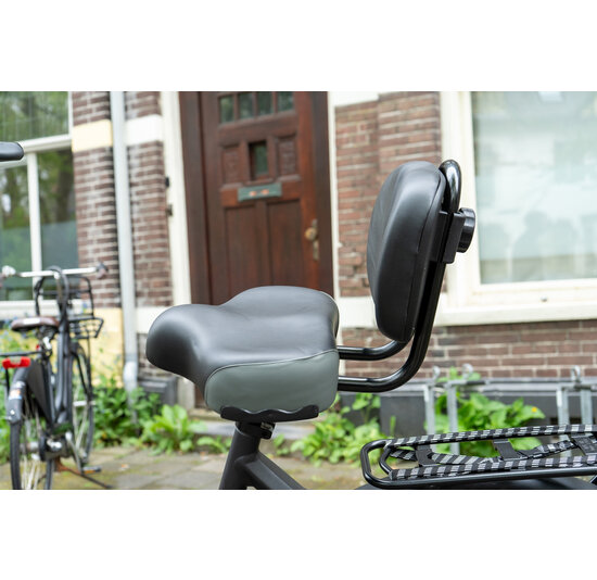 Voltano Fietszadel Met Rugsteun / Rugleuning - Zwart / Grijs - Verstelbaar - Waterdicht - Gratis Zadelstrop