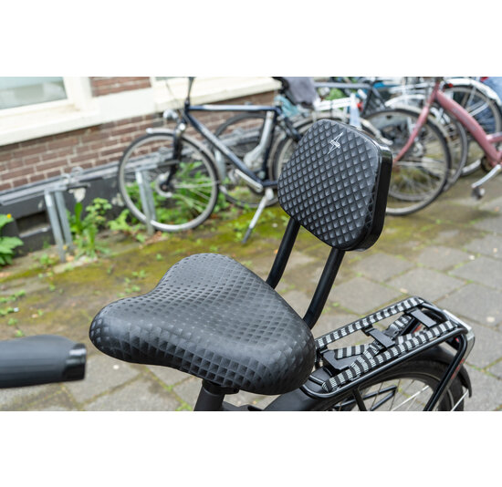 Voltano Fietszadel Met Rugsteun / Rugleuning - Zwart - Verstelbaar - Waterdicht - Gratis Zadelstrop
