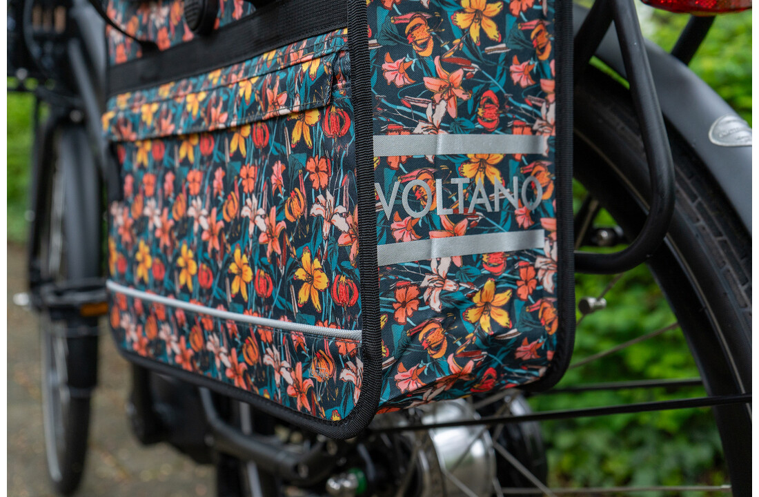 Voltano Voorgevormde Enkele Fietstas / Pakaftas - Floral Fiesta - 17L
