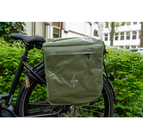 Voltano Dubbele Fietstas Rolltop Urban Green - 48 Liter - 100% Waterdicht