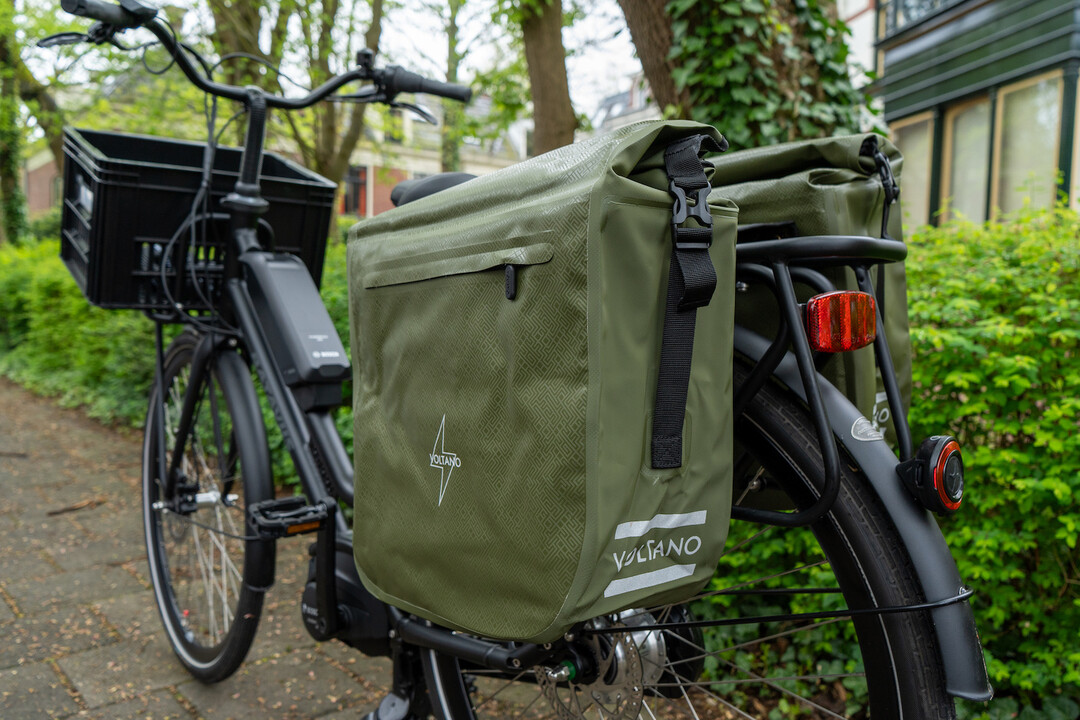 Voltano Dubbele Fietstas Rolltop Urban Green - 48 Liter - 100% Waterdicht