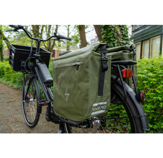 Voltano Dubbele Fietstas Rolltop Urban Green - 48 Liter - 100% Waterdicht