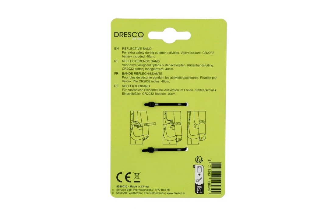 Dresco Led Reflectieband - Geel - 40 CM - Incl. Batterij