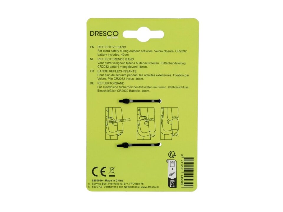 Dresco Led Reflectieband - Geel - 40 CM - Incl. Batterij