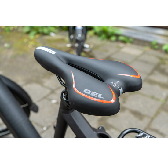 Voltano Gel Fietszadel Met Uitsparing - Zwart / Rood - Trekking - Incl. Zadelstrop - Unisex