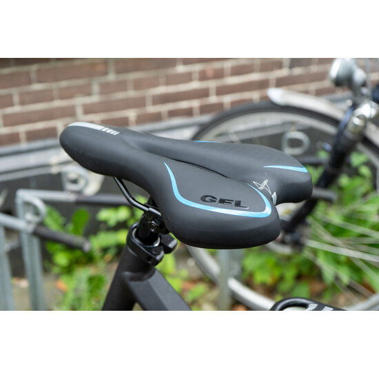 Voltano Gel Fietszadel Met Uitsparing - Zwart / Blauw - Trekking - Incl. Zadelstrop - Unisex