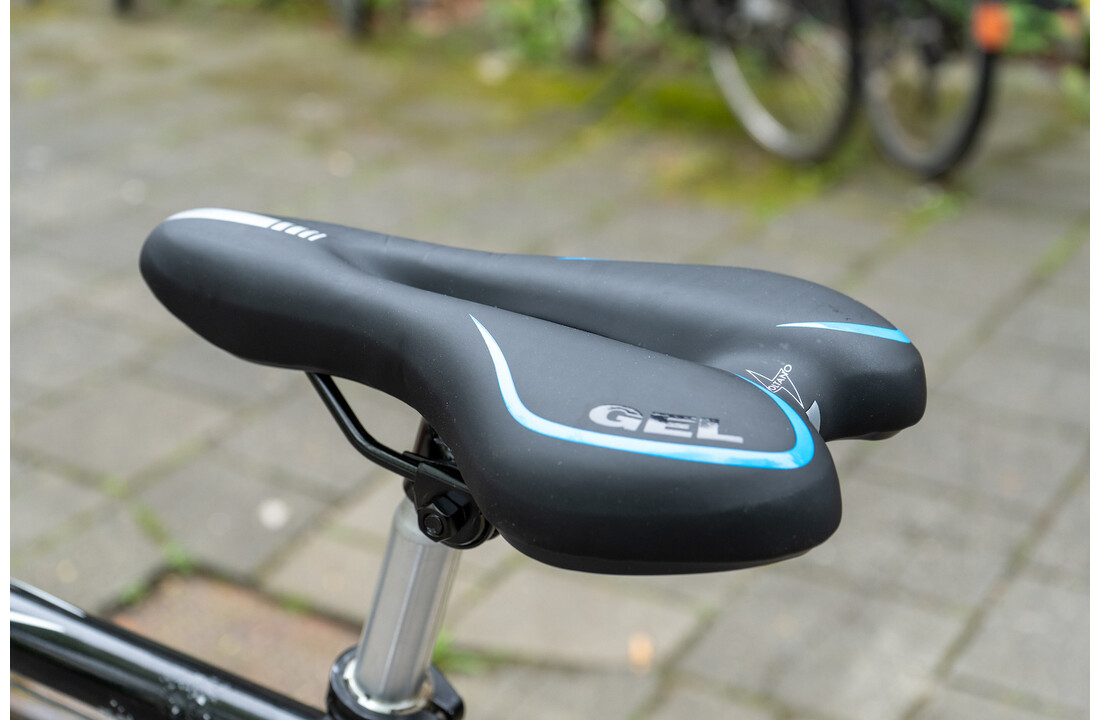 Voltano Gel Fietszadel Met Uitsparing - Zwart / Blauw - Trekking - Incl. Zadelstrop - Unisex