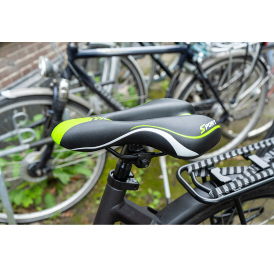 Voltano Sport Fietszadel – Zwart / Groen - Gel - Trekking Zadel