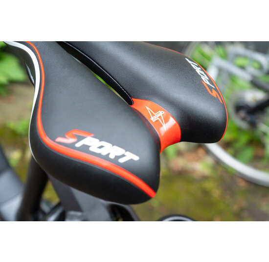 Voltano Sport Fietszadel – Zwart / Rood - Gel - Trekking Zadel