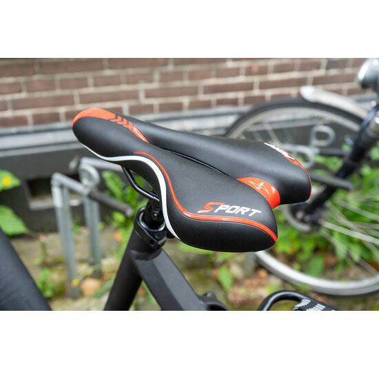 Voltano Sport Fietszadel – Zwart / Rood - Gel - Trekking Zadel