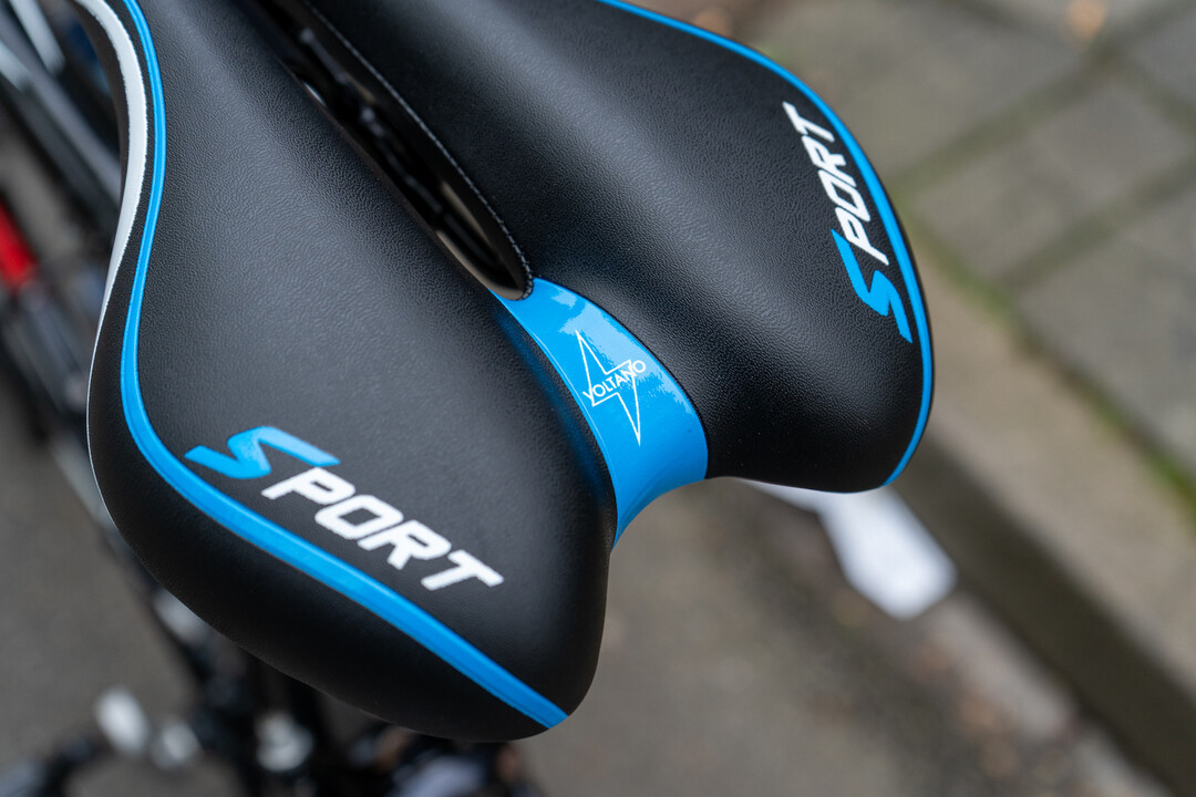 Voltano Sport Fietszadel – Zwart / Blauw - Gel - Trekking Zadel