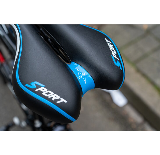 Voltano Sport Fietszadel – Zwart / Blauw - Gel - Trekking Zadel