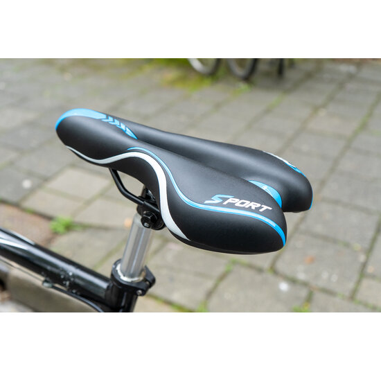 Voltano Sport Fietszadel – Zwart / Blauw - Gel - Trekking Zadel