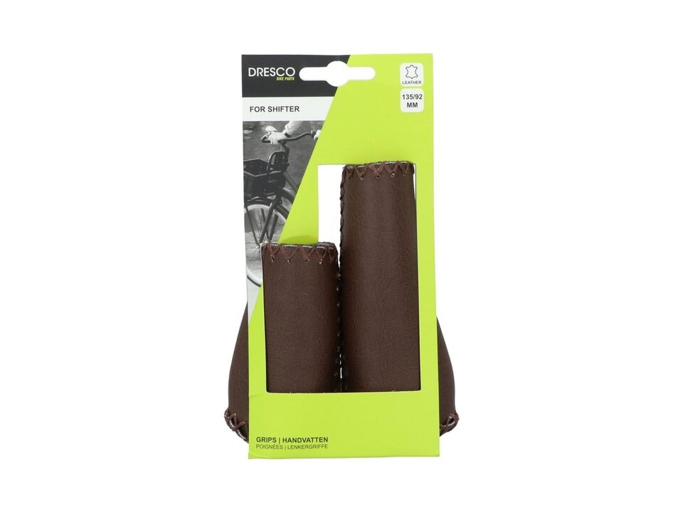 Dresco Ergonomische Leren Fietshandvatten - Bruin - 135 / 92 MM