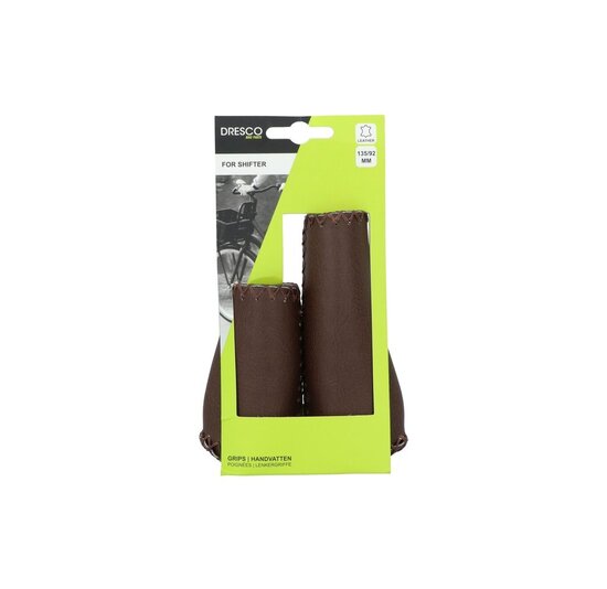 Dresco Ergonomische Leren Fietshandvatten - Bruin - 135 / 92 MM