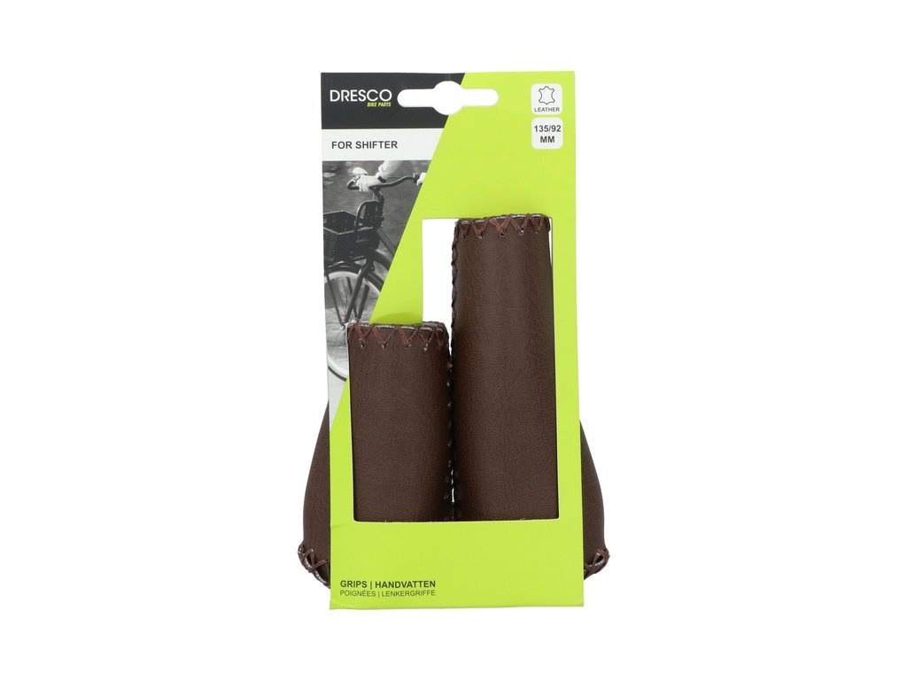 Dresco Ergonomische Leren Fietshandvatten - Bruin - 135 / 92 MM