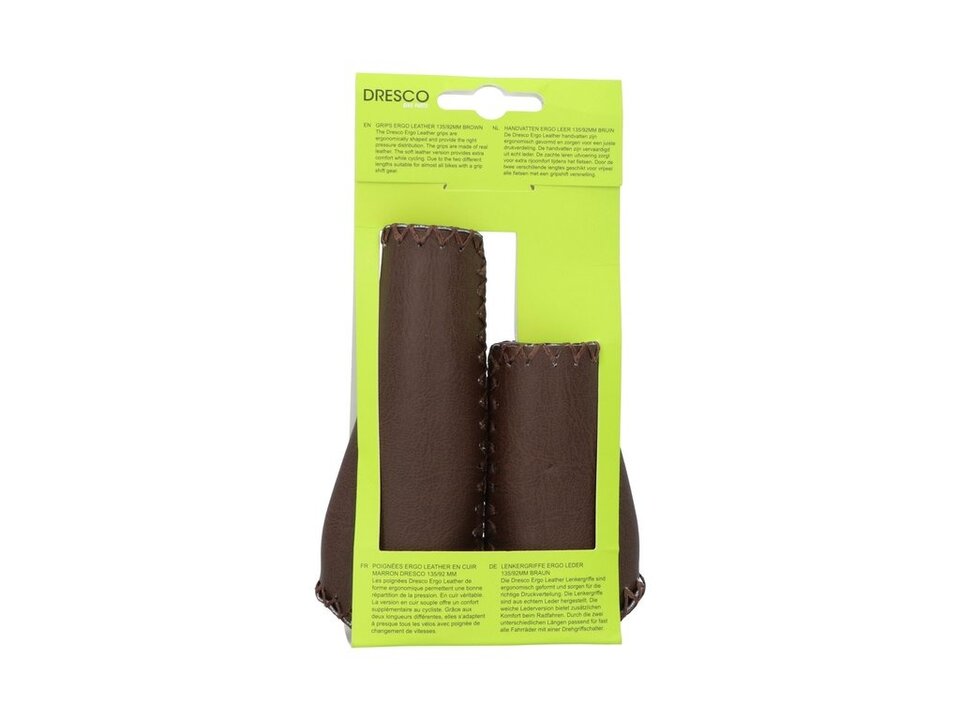 Dresco Ergonomische Leren Fietshandvatten - Bruin - 135 / 92 MM