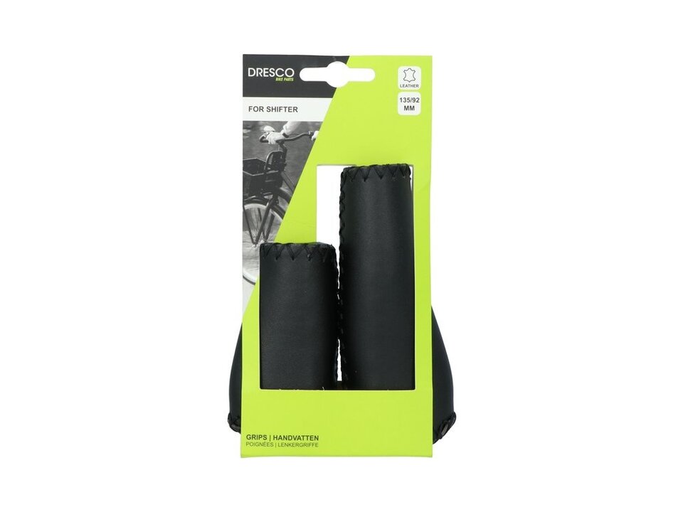 Dresco Ergonomische Leren Fietshandvatten - Zwart - 135 / 92 MM