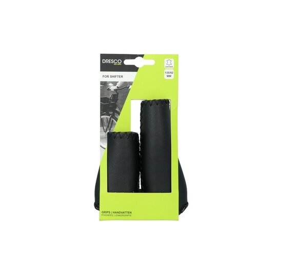 Dresco Ergonomische Leren Fietshandvatten - Zwart - 135 / 92 MM