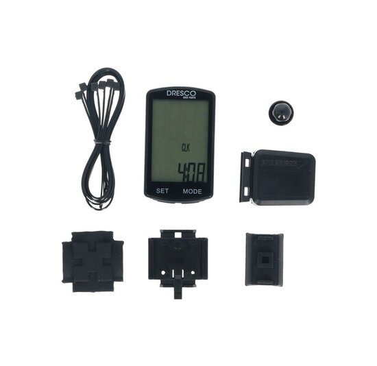 Dresco Draadloze Fietscomputer Zwart - 19 Functies